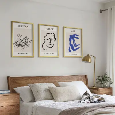 Zestaw 3 obrazów do salonu abstrakcyjne minimalistyczne postery