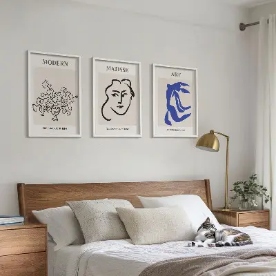 Zestaw 3 obrazów do salonu abstrakcyjne minimalistyczne postery