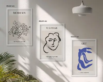 Zestaw 3 obrazów do salonu abstrakcyjne minimalistyczne postery
