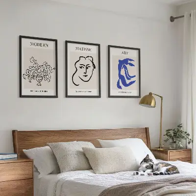 Zestaw 3 obrazów do salonu abstrakcyjne minimalistyczne postery