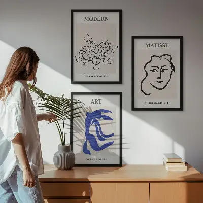 Zestaw 3 obrazów do salonu abstrakcyjne minimalistyczne postery