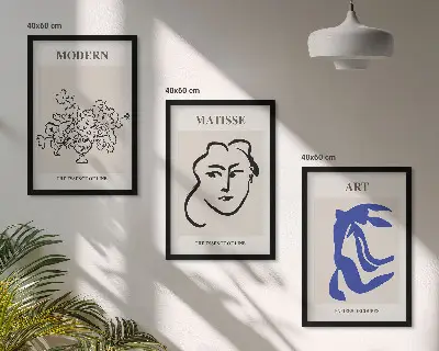 Zestaw 3 obrazów do salonu abstrakcyjne minimalistyczne postery