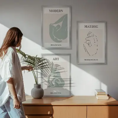 Abstrakcyjne figury pastelowe zestaw 3 obrazów do salonu