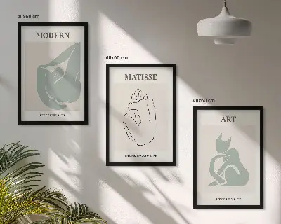 Abstrakcyjne figury pastelowe zestaw 3 obrazów do salonu