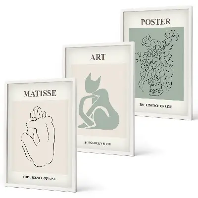 Kompozycja obrazów na ścianę Postery beż zielony Matisse