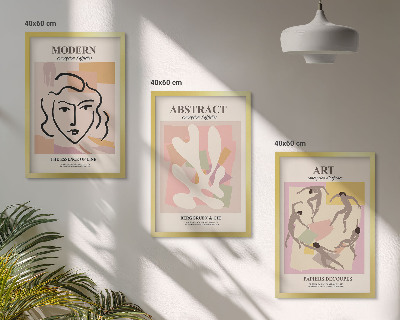 Zestaw 3 obrazów do salonu Stylowe portrety w pastelach