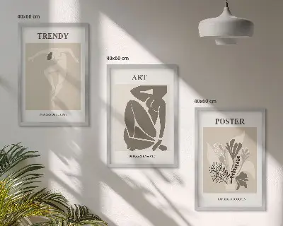 Figury roślinne Matisse zestaw 3 obrazów do salonu