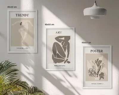 Figury roślinne Matisse zestaw 3 obrazów do salonu