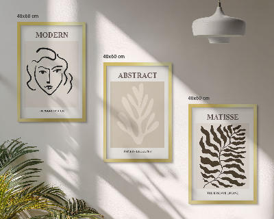 Zestaw obrazów do salonu Twarz liście sztuka Matisse