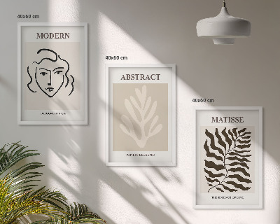 Zestaw obrazów do salonu Twarz liście sztuka Matisse