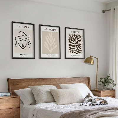Zestaw obrazów do salonu Twarz liście sztuka Matisse