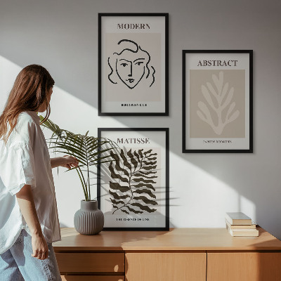 Zestaw obrazów do salonu Twarz liście sztuka Matisse