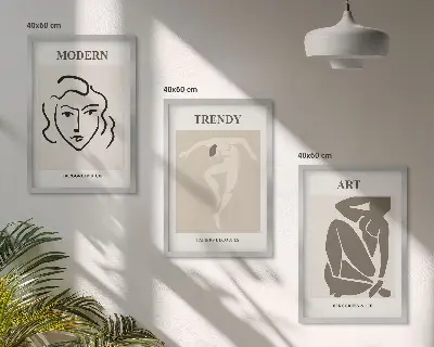 Abstrakcyjne portrety kolorowe zestaw trzech obrazów do salonu