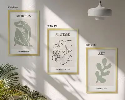Zestaw 3 obrazów do salonu stylowe postacie roślin w stylu design