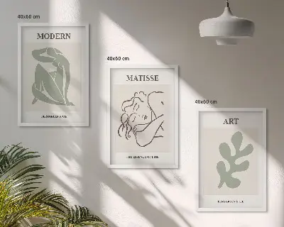 Zestaw 3 obrazów do salonu stylowe postacie roślin w stylu design
