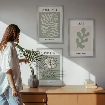 Kompozycja obrazów na ścianę wzory roślinne w stylu Matisse'a