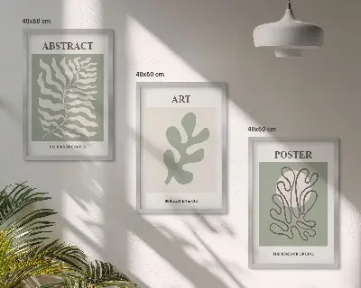 Kompozycja obrazów na ścianę wzory roślinne w stylu Matisse'a