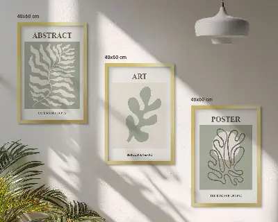 Kompozycja obrazów na ścianę wzory roślinne w stylu Matisse'a