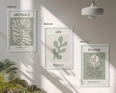 Kompozycja obrazów na ścianę wzory roślinne w stylu Matisse'a