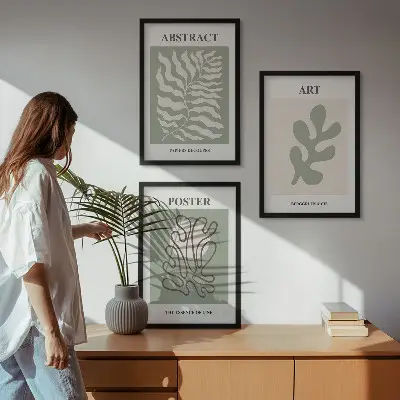 Kompozycja obrazów na ścianę wzory roślinne w stylu Matisse'a