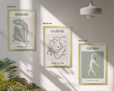 Zestaw 3 obrazów do salonu Stylowe postacie minimalistyczne