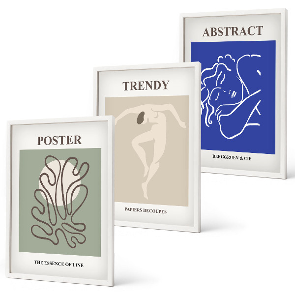 Zestaw 3 obrazów do salonu Henri Matisse pastelowe grafiki