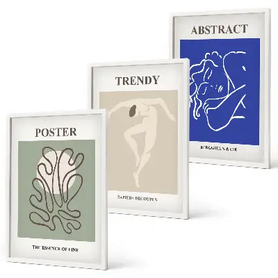 Zestaw 3 obrazów do salonu pastelowe grafiki Henri Matisse
