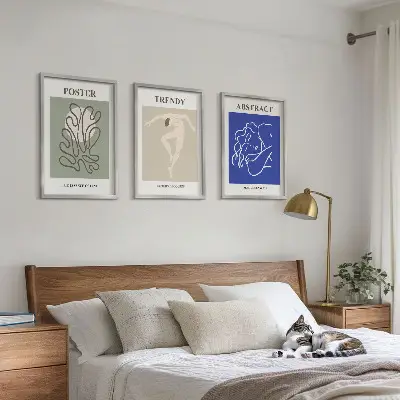 Zestaw 3 obrazów do salonu pastelowe grafiki Henri Matisse