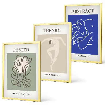 Zestaw 3 obrazów do salonu pastelowe grafiki Henri Matisse