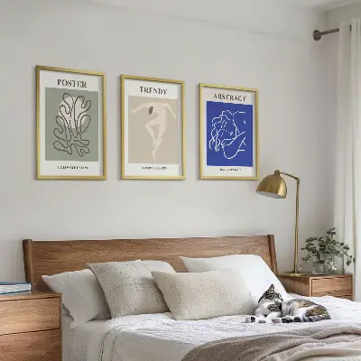Zestaw 3 obrazów do salonu pastelowe grafiki Henri Matisse