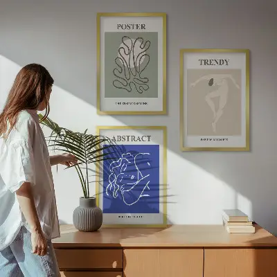 Zestaw 3 obrazów do salonu pastelowe grafiki Henri Matisse