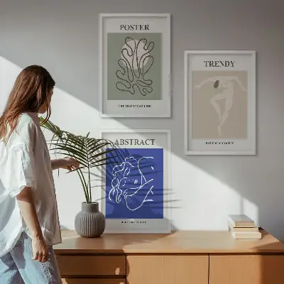 Zestaw 3 obrazów do salonu pastelowe grafiki Henri Matisse