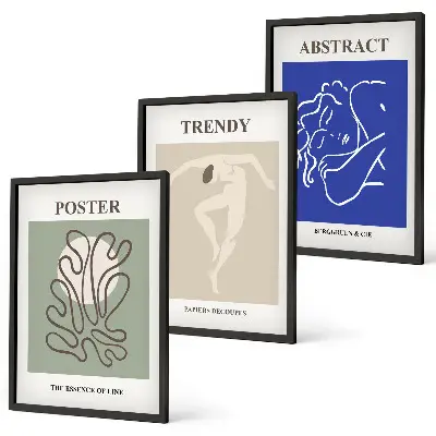Zestaw 3 obrazów do salonu pastelowe grafiki Henri Matisse