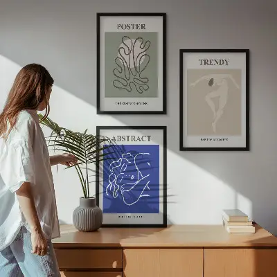 Zestaw 3 obrazów do salonu pastelowe grafiki Henri Matisse