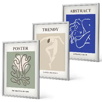 Zestaw 3 obrazów do salonu pastelowe grafiki Henri Matisse