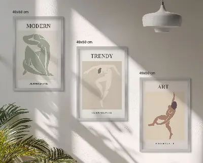 Zestaw obrazów do salonu stylowe postacie w minimalistycznym stylu
