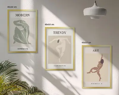 Zestaw obrazów do salonu stylowe postacie w minimalistycznym stylu