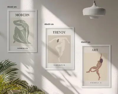 Zestaw obrazów do salonu stylowe postacie w minimalistycznym stylu