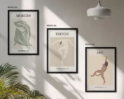 Zestaw obrazów do salonu stylowe postacie w minimalistycznym stylu