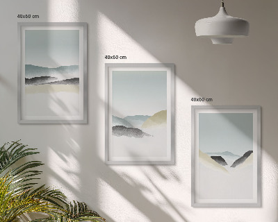 Zestaw 3 obrazów do salonu Minimalistyczne góry pastelowe