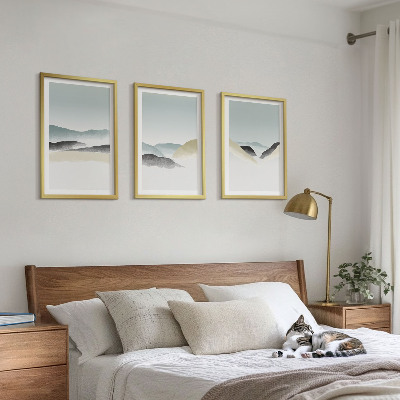 Zestaw 3 obrazów do salonu Minimalistyczne góry pastelowe