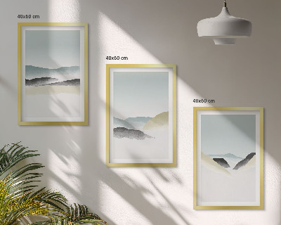 Zestaw 3 obrazów do salonu Minimalistyczne góry pastelowe