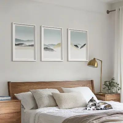 Minimalistyczne góry pastelowe zestaw 3 obrazów do salonu