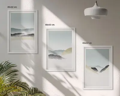 Minimalistyczne góry pastelowe zestaw 3 obrazów do salonu