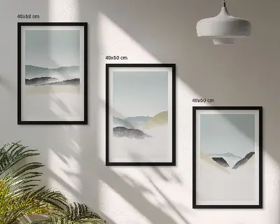 Minimalistyczne góry pastelowe zestaw 3 obrazów do salonu