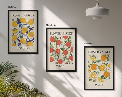 Zestaw 3 obrazów do salonu Kwiatowe postery w miastach