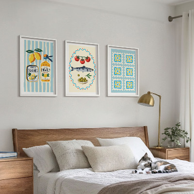 Zestaw obrazów do salonu Ilustracje kuchenne styl śródziemnomorski