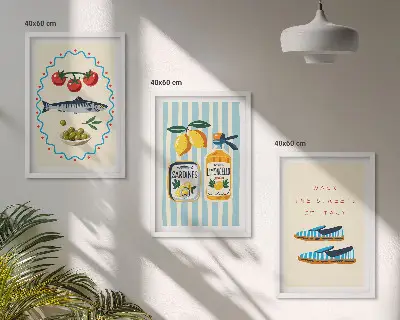 Kompozycja obrazów na ścianę włoskie smaki i styl życia