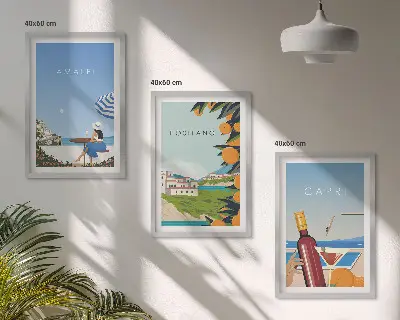 Zestaw obrazów do salonu Amalfi Positano i Capri
