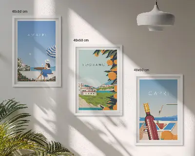 Zestaw obrazów do salonu Amalfi Positano i Capri